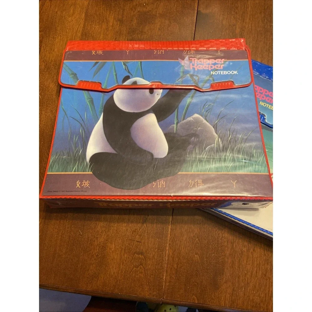 Trapper Keeper vintage 2 1991 & 1989 Panda Tropical  4 Folders 2 Pads Paper